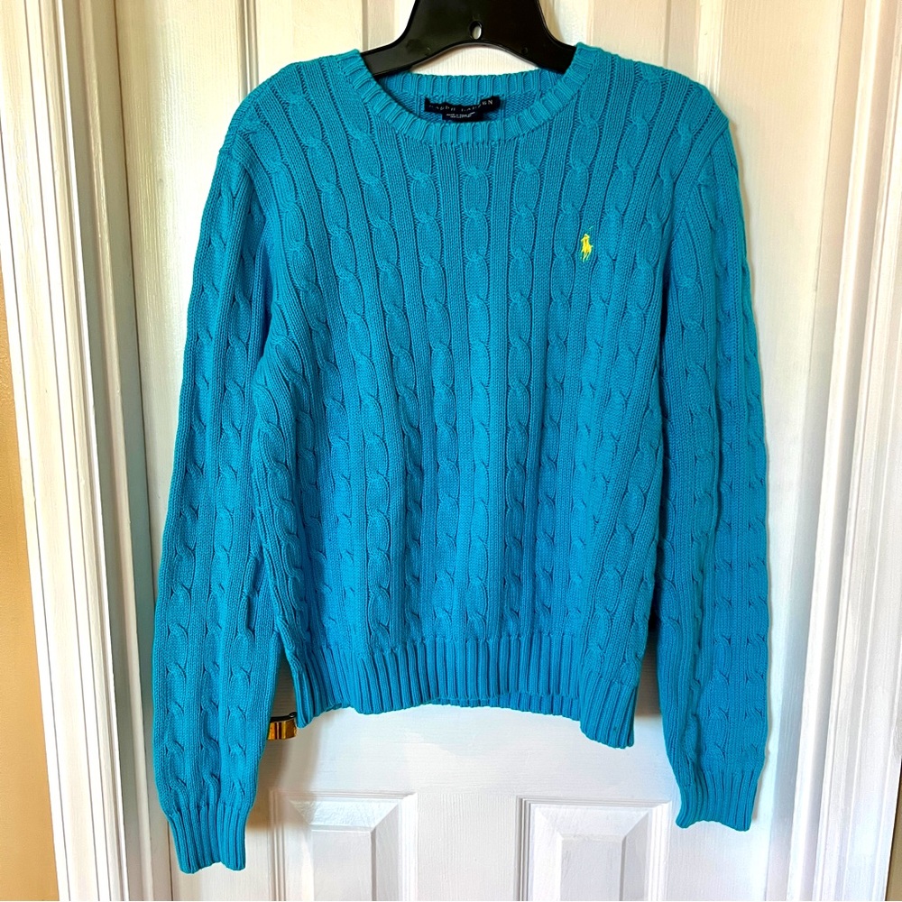 Ralph Lauren Turquoise Cable Sweater